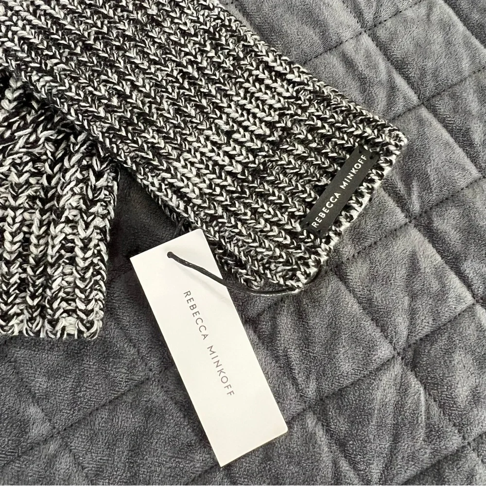 Rebecca Minkoff Beanie Hat Women Winter Marbled Pom Pom &Thumbhole Arm Warmer R